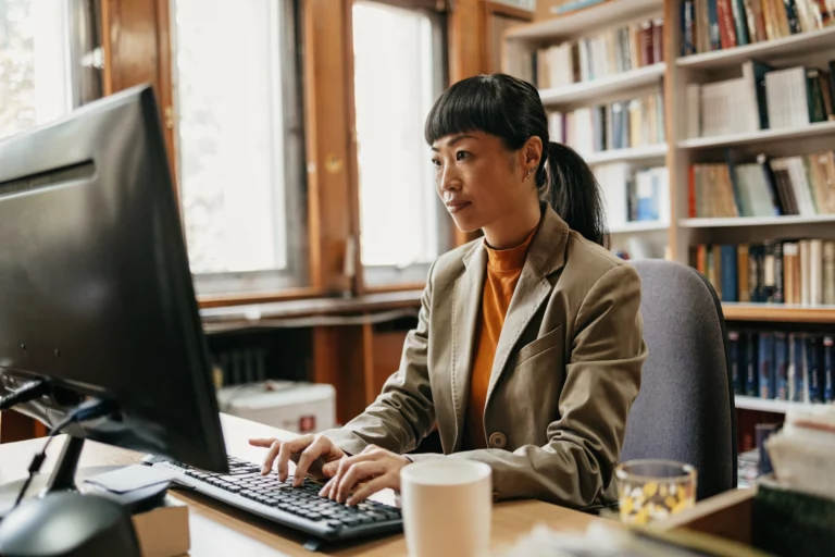 Professional working at her job